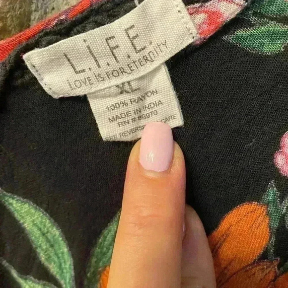 Women's Wrap Duster Coverup Boho Floral Butterfly size xl made in India - Picture 2 of 11